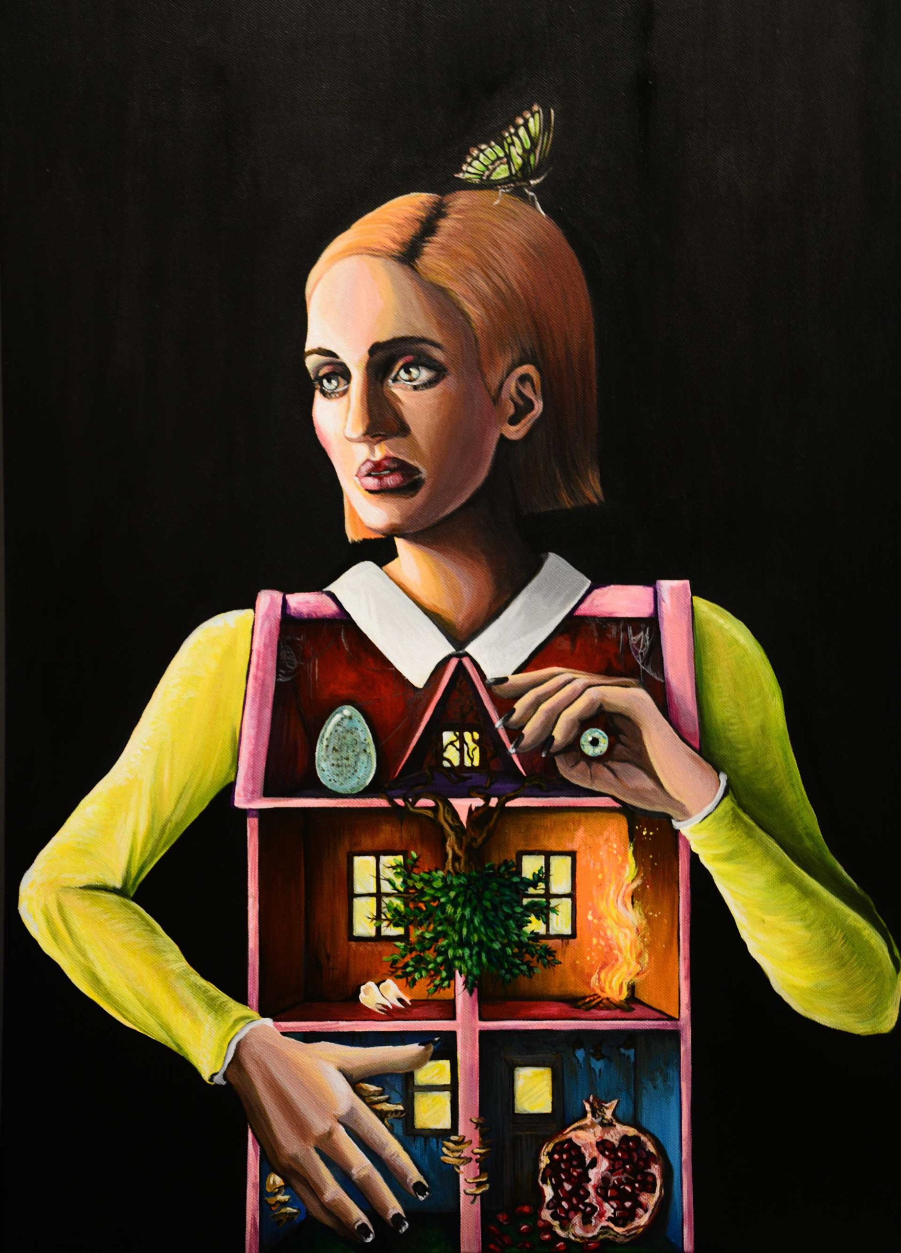 Eυγενία Γρυπάρη, ''I have a house inside my bones, where all the magic happens'', ακρυλικά σε καμβά, 70 x 50 cm